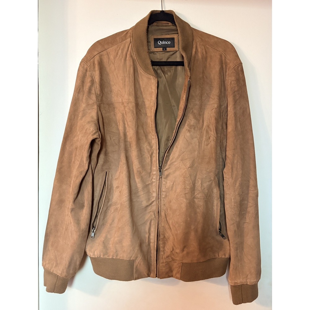 Quince Men 100% Suede Bomber Jacket Brown L